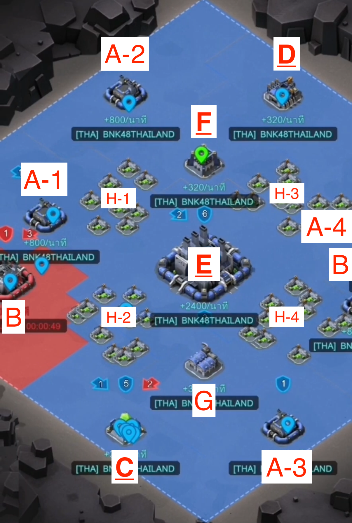 Annotated Crystal Clash map showing locations A through H.